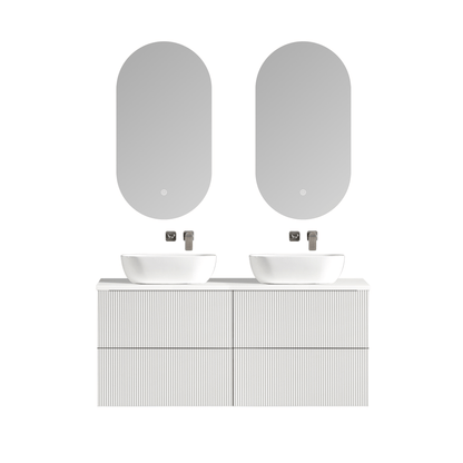 MELA - BRITTANY 1500 Matt White Fluted Wall Hung Vanity with 4 Drawers - Vanities - from our - MELA - supplier–available at Bathroom City Perth