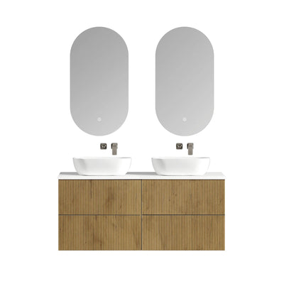 MELA - BRITTANY 1500 Oak Fluted Wall Hung Vanity with 4 Drawers-Vanities-from our-MELA-supplier–available at Bathroom City Perth
