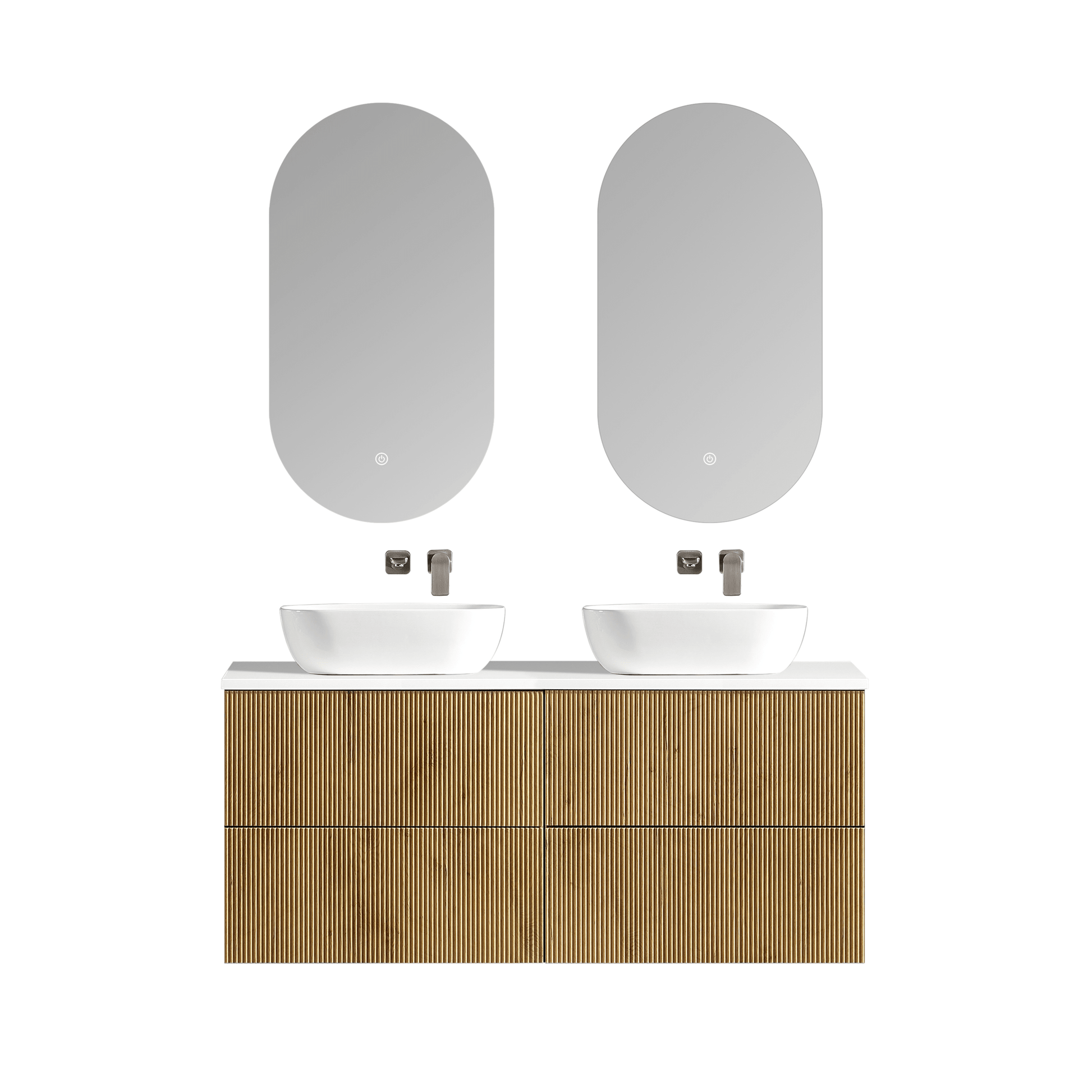 MELA - BRITTANY 1500 Oak Fluted Wall Hung Vanity with 4 Drawers - Vanities - from our - MELA - supplier–available at Bathroom City Perth