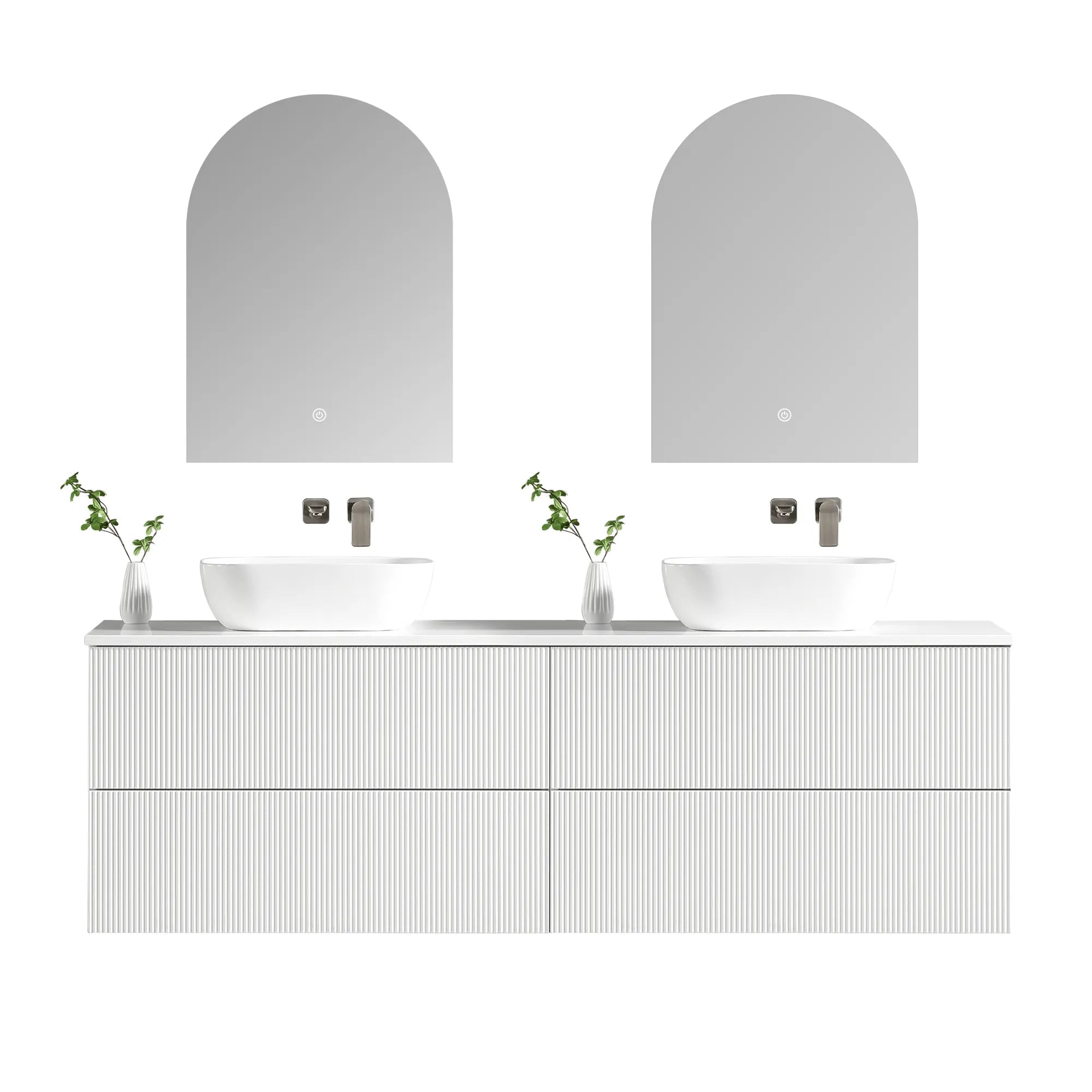 MELA - BRITTANY 1800 Matt White Fluted Wall Hung Vanity with 4 Drawers-Vanities-from our-MELA-supplier–available at Bathroom City Perth