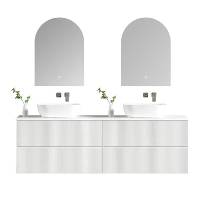 MELA - BRITTANY 1800 Matt White Fluted Wall Hung Vanity with 4 Drawers-Vanities-from our-MELA-supplier–available at Bathroom City Perth