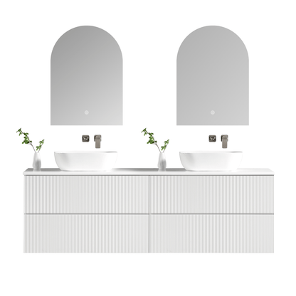 MELA - BRITTANY 1800 Matt White Fluted Wall Hung Vanity with 4 Drawers - Vanities - from our - MELA - supplier–available at Bathroom City Perth