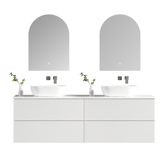 MELA - BRITTANY 1800 Matt White Fluted Wall Hung Vanity with 4 Drawers - Vanities - from our - MELA - supplier–available at Bathroom City Perth