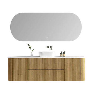 MELA - BRITTANY 1800 Oak Fluted Curved Wall Hung Vanity with 2 Doors & 2 Drawers-Vanities-from our-MELA-supplier–available at Bathroom City Perth