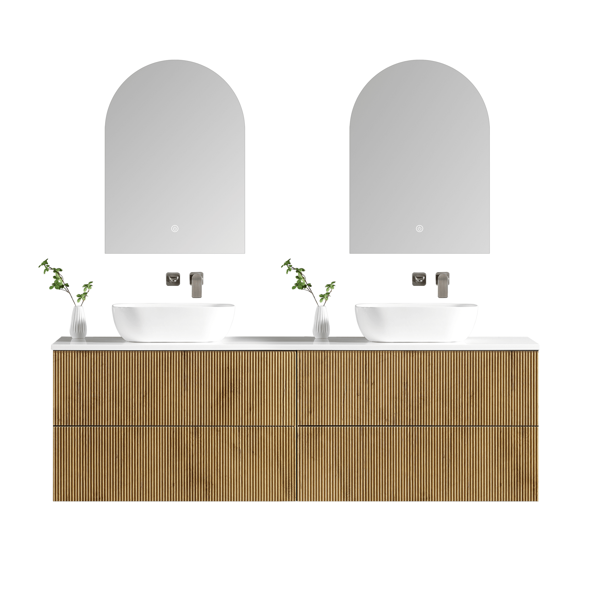 MELA - BRITTANY 1800 Oak Fluted Wall Hung Vanity with 4 Drawers - Vanities - from our - MELA - supplier–available at Bathroom City Perth