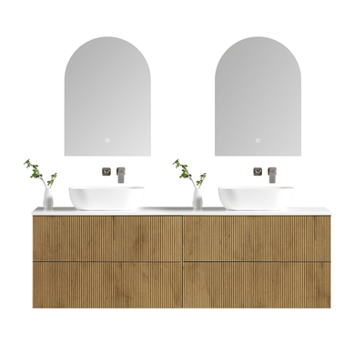 MELA - BRITTANY 1800 Oak Fluted Wall Hung Vanity with 4 Drawers - Vanities - from our - MELA - supplier–available at Bathroom City Perth