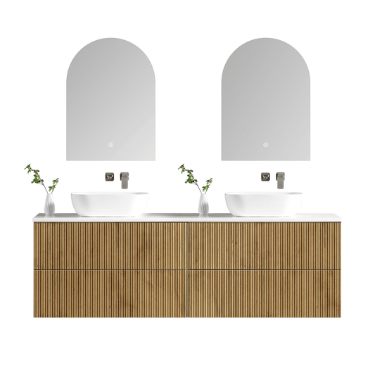 MELA - BRITTANY 1800 Oak Fluted Wall Hung Vanity with 4 Drawers - Vanities - from our - MELA - supplier–available at Bathroom City Perth
