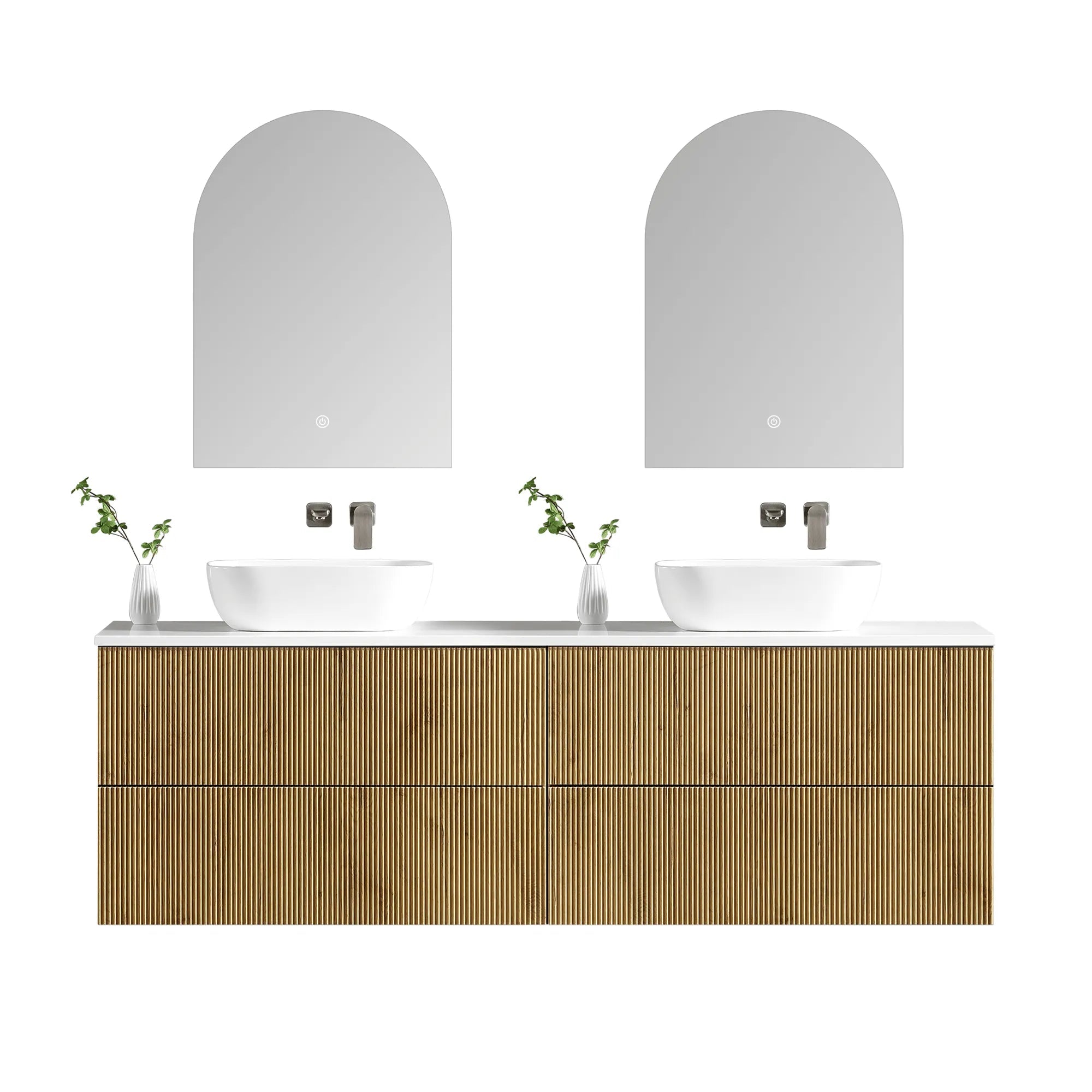 MELA - BRITTANY 1800 Oak Fluted Wall Hung Vanity with 4 Drawers-Vanities-from our-MELA-supplier–available at Bathroom City Perth