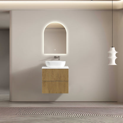 MELA - BRITTANY 600 Oak Fluted Wall Hung Vanity with 2 DrawersVanities – available at Bathroom City Perth