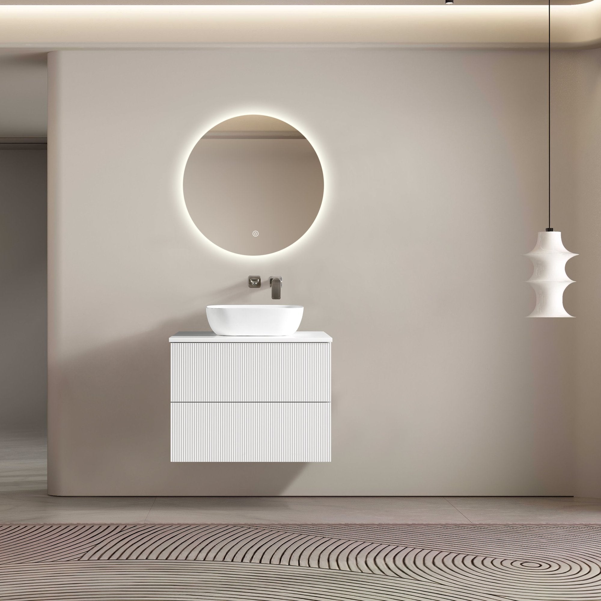 MELA - BRITTANY 750 Matt White Fluted Wall Hung Vanity with 2 DrawersVanities – available at Bathroom City Perth