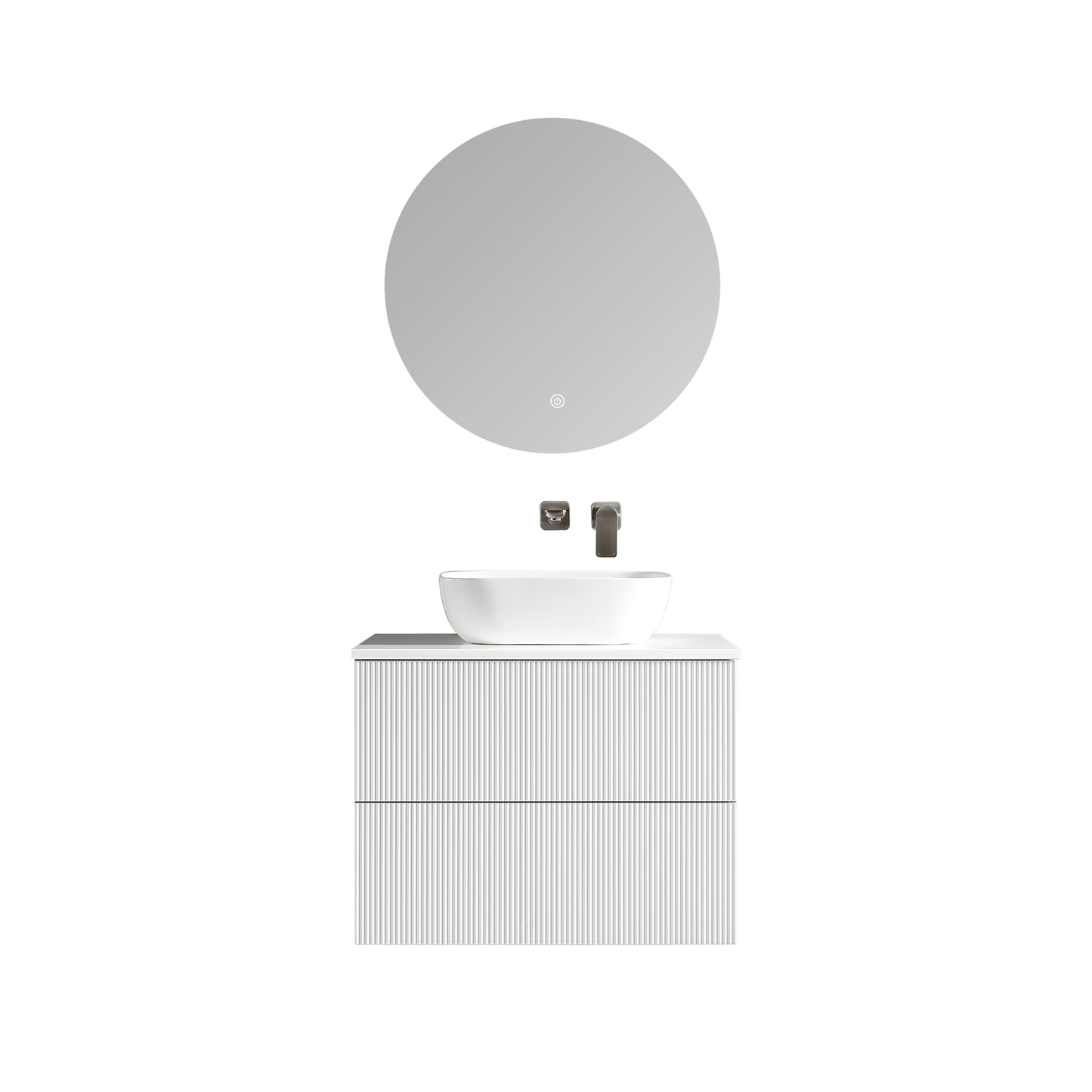 MELA - BRITTANY 750 Matt White Fluted Wall Hung Vanity with 2 Drawers - Vanities - from our - MELA - supplier–available at Bathroom City Perth