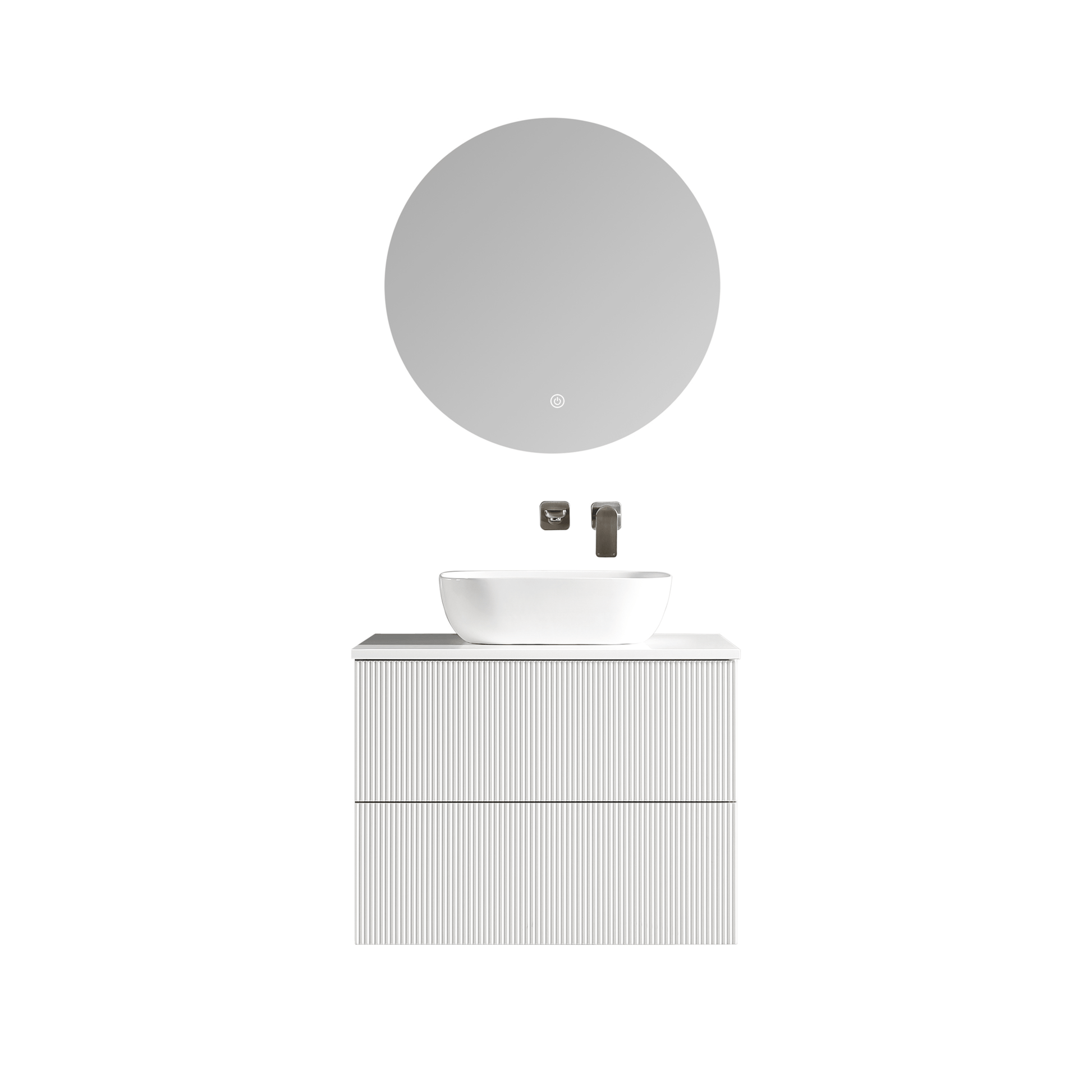 MELA - BRITTANY 750 Matt White Fluted Wall Hung Vanity with 2 Drawers - Vanities - from our - MELA - supplier–available at Bathroom City Perth