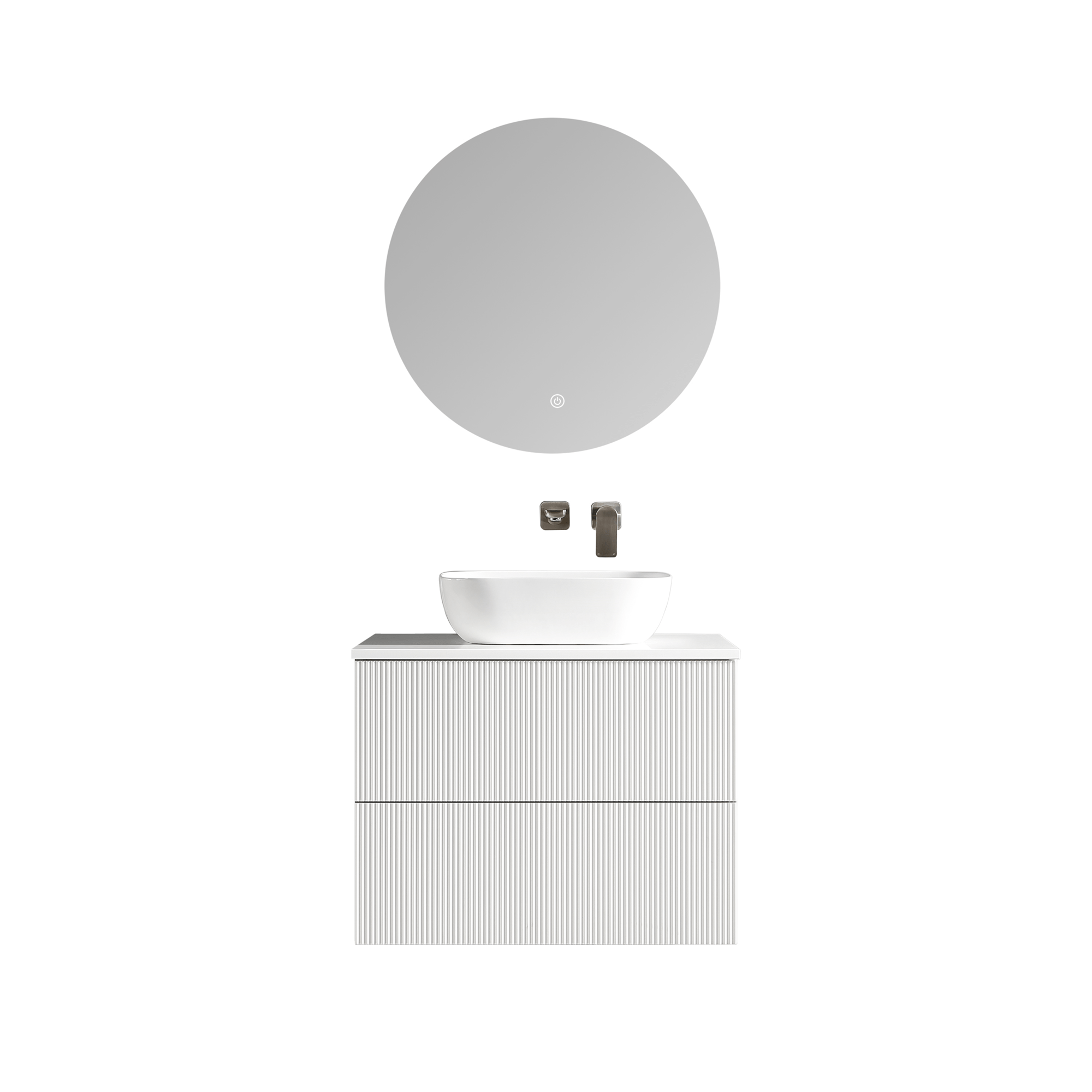 MELA - BRITTANY 750 Matt White Fluted Wall Hung Vanity with 2 Drawers - Vanities - from our - MELA - supplier–available at Bathroom City Perth