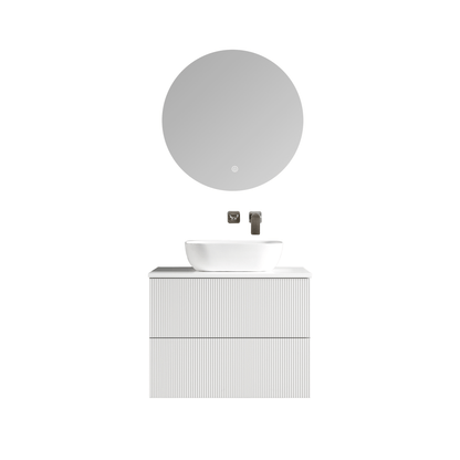 MELA - BRITTANY 750 Matt White Fluted Wall Hung Vanity with 2 Drawers - Vanities - from our - MELA - supplier–available at Bathroom City Perth