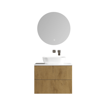 MELA - BRITTANY 750 Oak Fluted Wall Hung Vanity with 2 Drawers - Vanities - from our - MELA - supplier–available at Bathroom City Perth