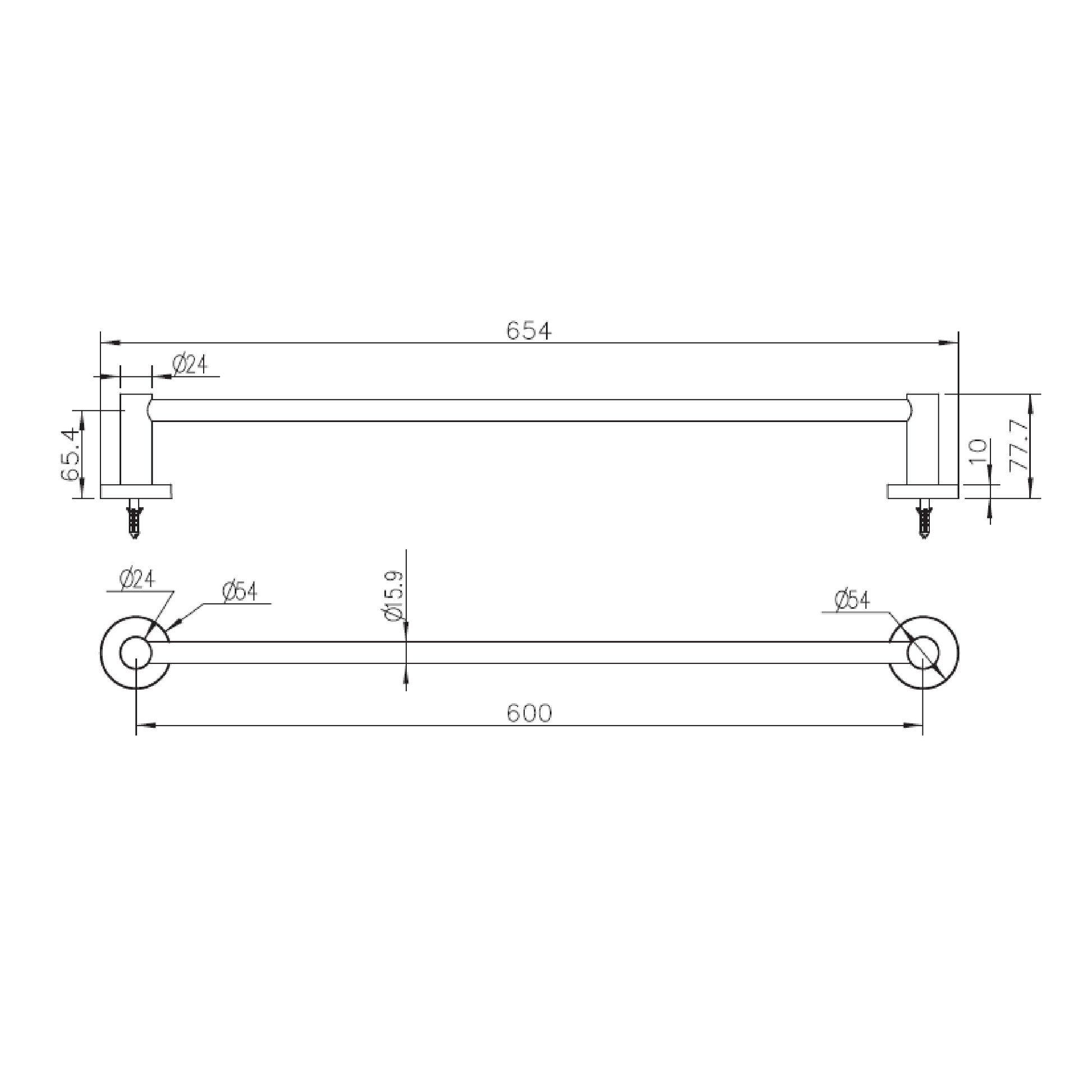 MELA - BRUNO 600 Single Towel Rail Brushed CopperAccessories – available at Bathroom City Perth