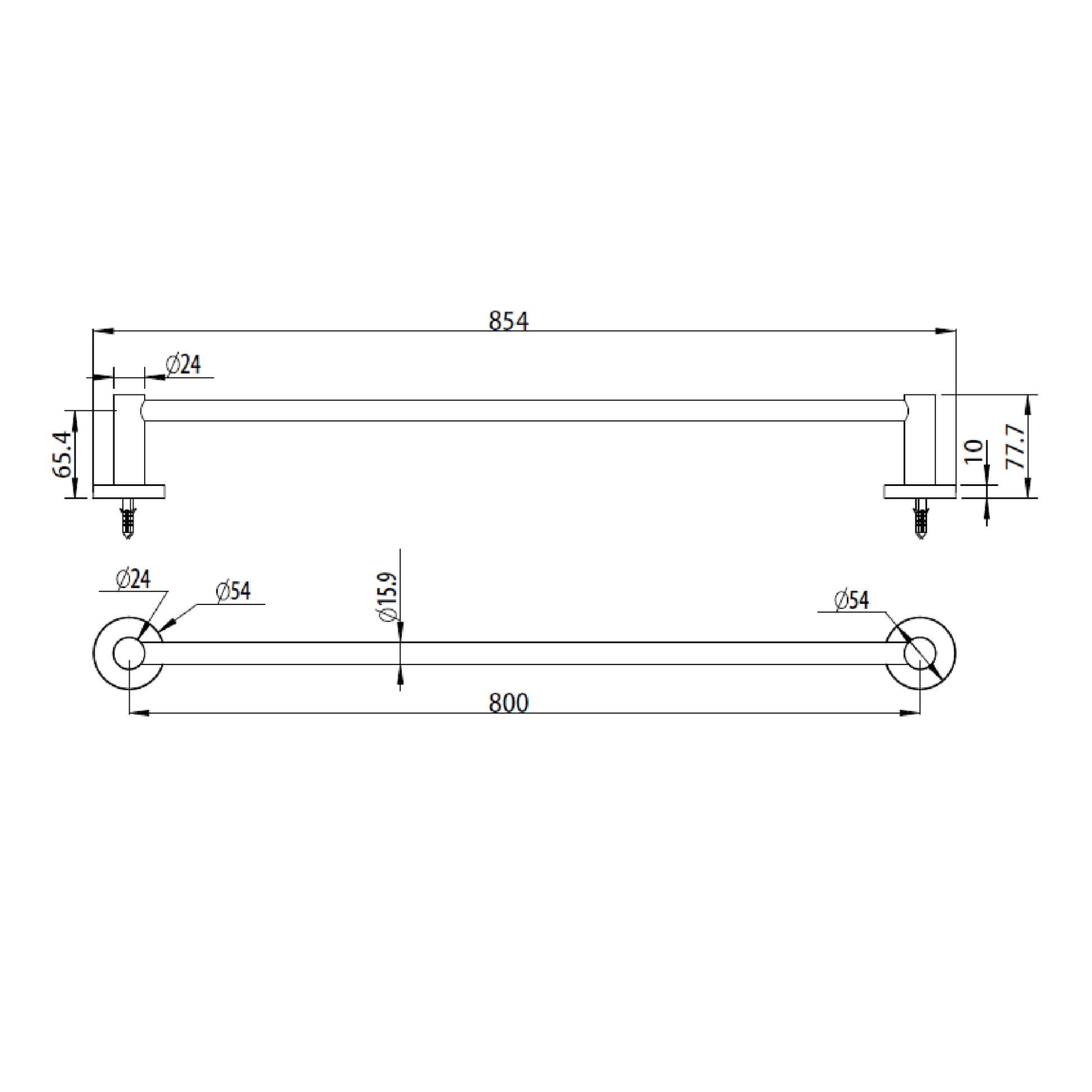 MELA - BRUNO 800 Single Towel Rail Brushed CopperAccessories – available at Bathroom City Perth