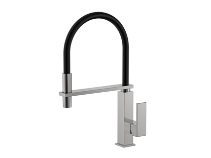 MELA - CASSA Pull Out Sink Mixer Brushed Nickel with Black Hose - Tapware - from our - MELA - supplier–available at Bathroom City Perth