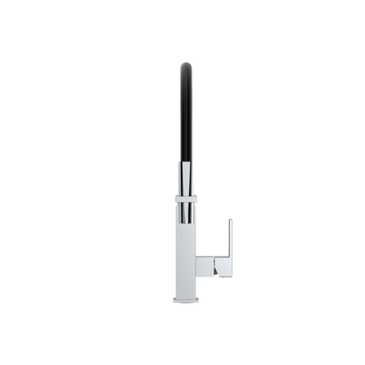 MELA CASSA chrome pull out sink mixer with black hose for modern kitchens – available at Bathroom City Perth