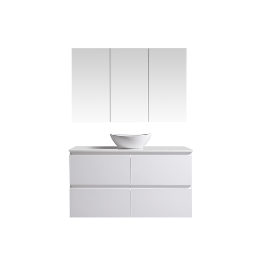 MELA - CLARK 1200 Gloss White Wall Hung Vanity with 4 Drawers - Vanities - from our - MELA - supplier–available at Bathroom City Perth