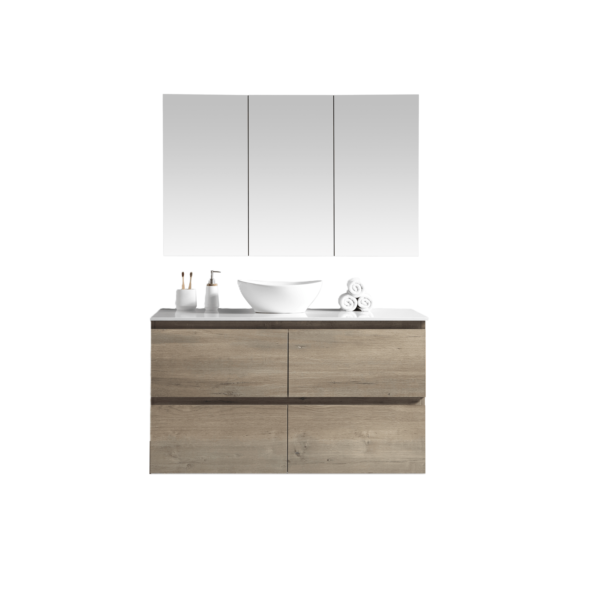 MELA - CLARK 1200 Sorrento Oak Wall Hung Vanity with 4 Drawers - Vanities - from our - MELA - supplier–available at Bathroom City Perth