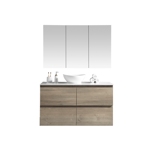 MELA - CLARK 1200 Sorrento Oak Wall Hung Vanity with 4 Drawers - Vanities - from our - MELA - supplier–available at Bathroom City Perth