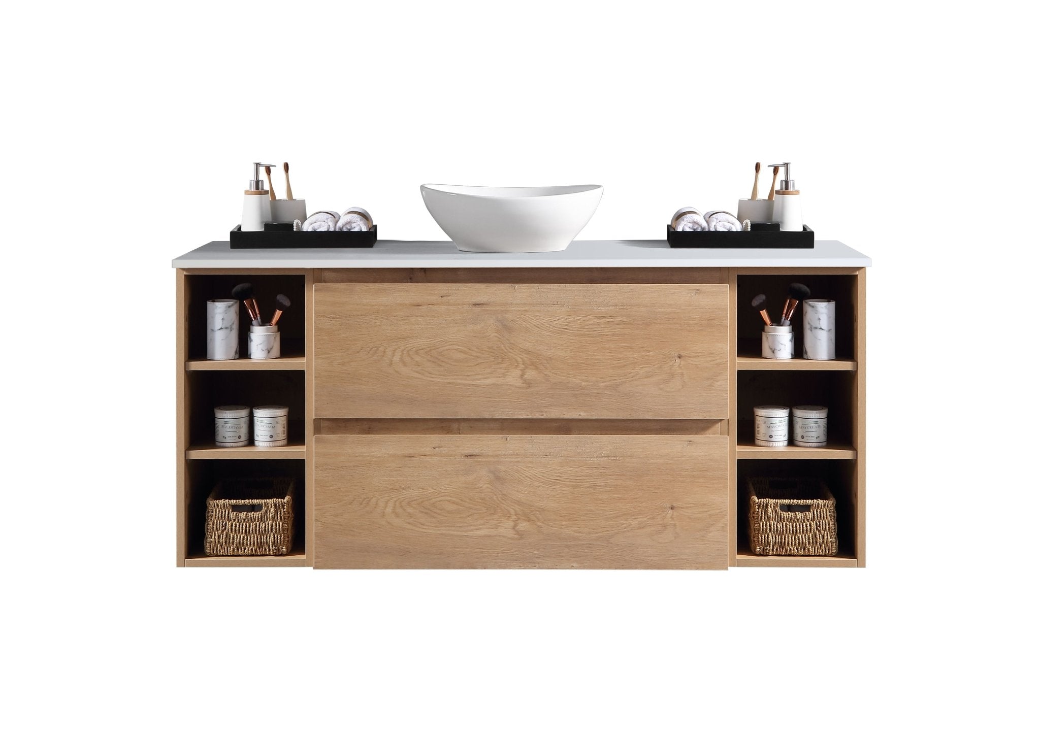 MELA - CLARK 1350 Snafell Wall Hung Vanity with 2 Drawers and 2 Open Shelves - Vanities - from our - MELA - supplier–available at Bathroom City Perth