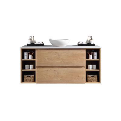 MELA - CLARK 1350 Snafell Wall Hung Vanity with 2 Drawers and 2 Open Shelves-Vanities-from our-MELA-supplier–available at Bathroom City Perth