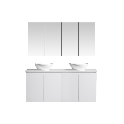 MELA - CLARK 1500 Gloss White Wall Hung Vanity with 4 Doors - Vanities - from our - MELA - supplier–available at Bathroom City Perth