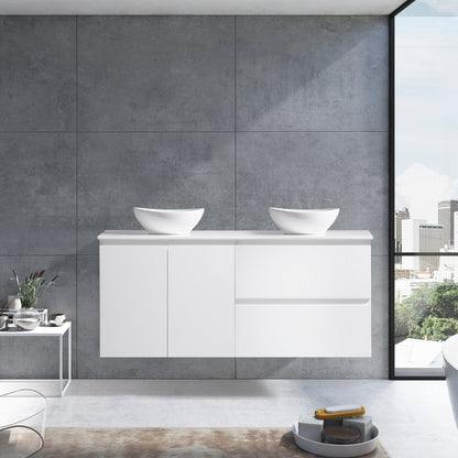 MELA - CLARK 1500 Gloss White Wall Hung Vanity with Doors & DrawersVanities – available at Bathroom City Perth