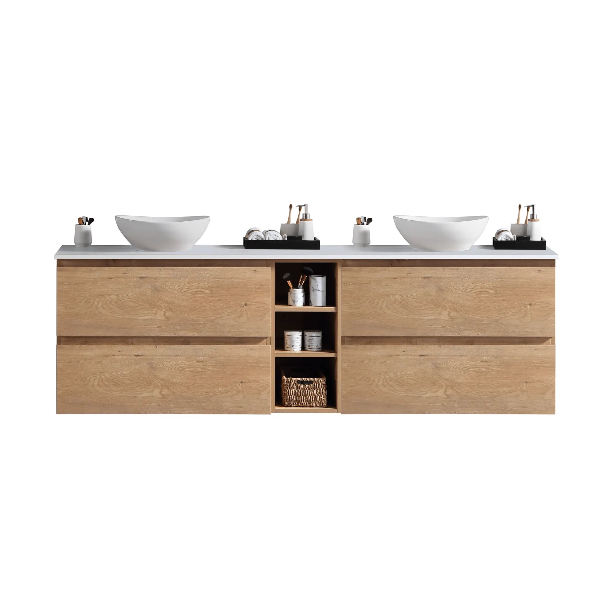 MELA - CLARK 1500 Snafell Wall Hung Vanity with 4 Drawers and Open Shelves-Vanities-from our-MELA-supplier–available at Bathroom City Perth
