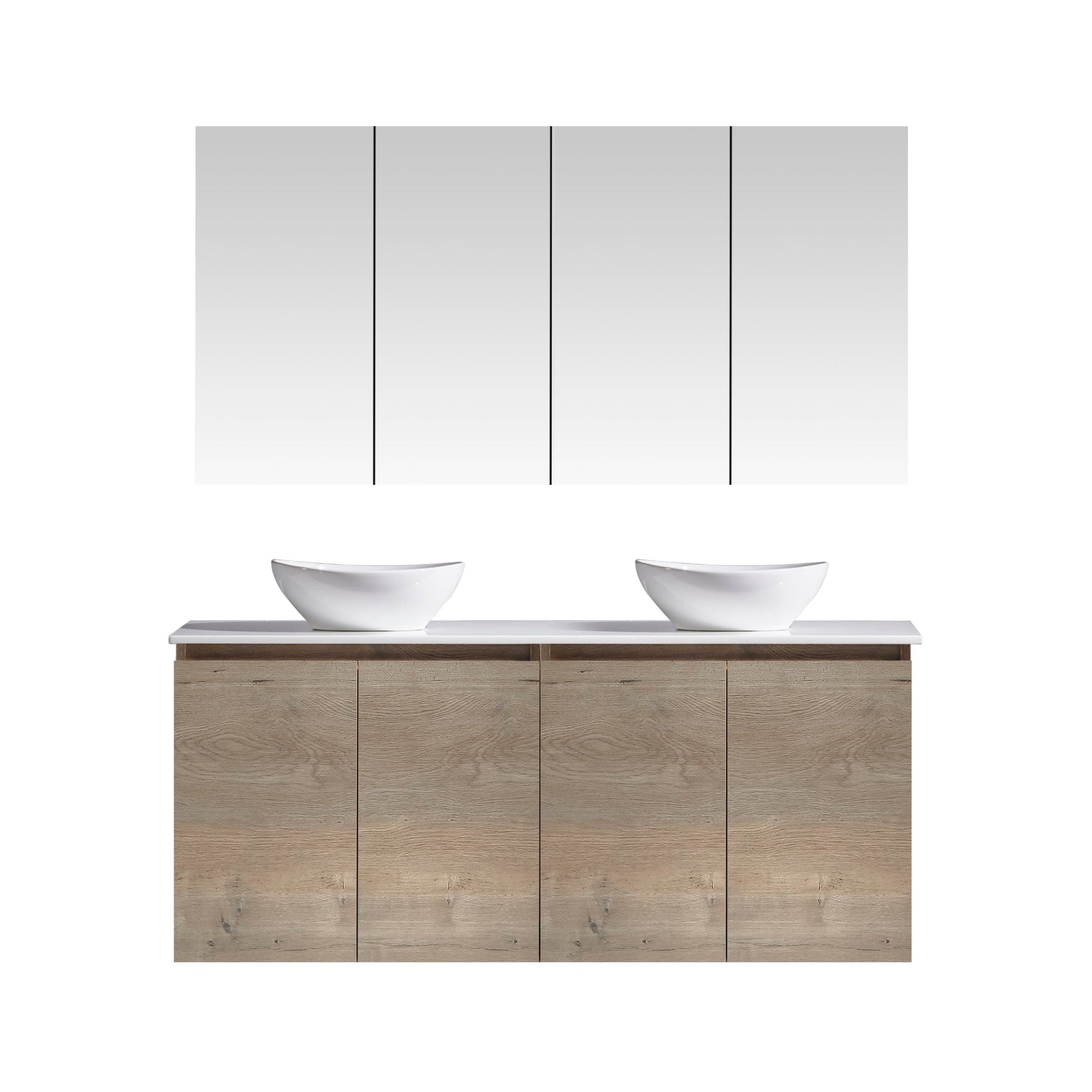 MELA - CLARK 1500 Sorrento Oak Wall Hung Vanity with 4 DoorsVanities – available at Bathroom City Perth