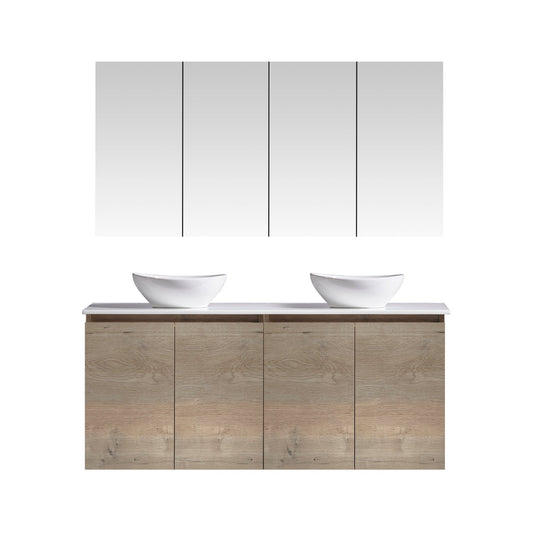 MELA - CLARK 1500 Sorrento Oak Wall Hung Vanity with 4 DoorsVanities – available at Bathroom City Perth