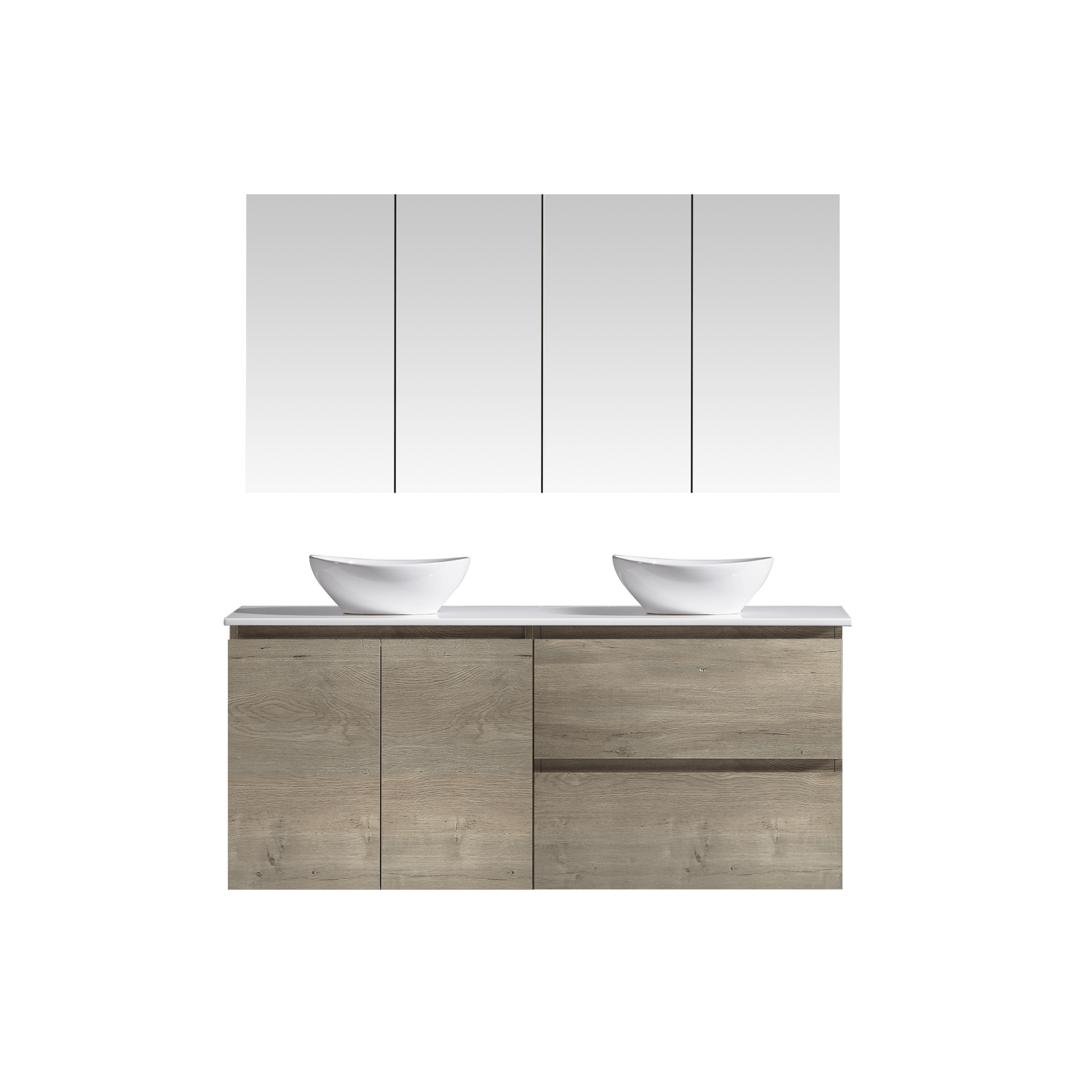 MELA - CLARK 1500 Sorrento Oak Wall Hung Vanity with Doors & Drawers - Vanities - from our - MELA - supplier–available at Bathroom City Perth
