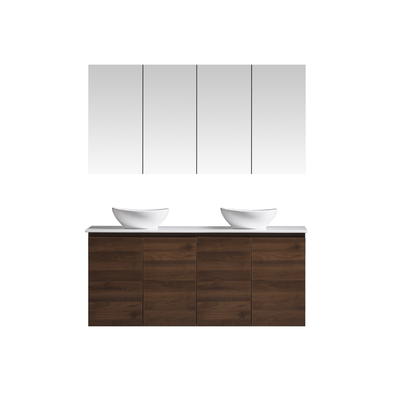 MELA - CLARK 1500 Walnut Wall Hung Vanity with 4 Doors  from our - MELA - supplier–available at Bathroom City Perth