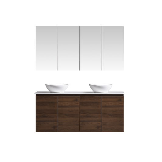 MELA - CLARK 1500 Walnut Wall Hung Vanity with 4 Doors - Vanities - from our - MELA - supplier–available at Bathroom City Perth