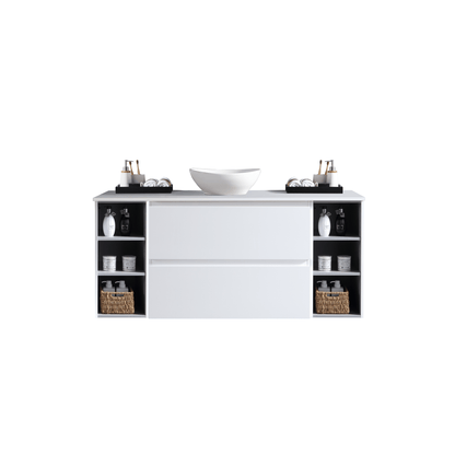 MELA - CLARK 1800 Gloss White Wall Hung Vanity with 2 Drawers and 2 Open Shelves - Vanities - from our - MELA - supplier–available at Bathroom City Perth