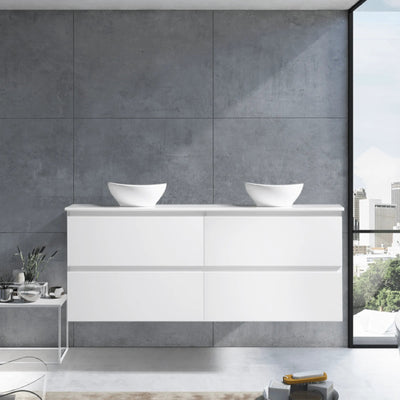 MELA - CLARK 1800 Gloss White Wall Hung Vanity with 4 Drawers-Vanities-from our-MELA-supplier–available at Bathroom City Perth
