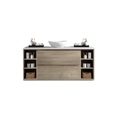 MELA - CLARK 1800 Sorrento Oak Wall Hung Vanity with 2 Drawers and 2 Open Shelves - Vanities - from our - MELA - supplier–available at Bathroom City Perth