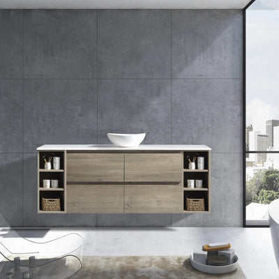 MELA - CLARK 1800 Sorrento Oak Wall Hung Vanity with 4 Drawers and 2 Open Shelves-Vanities-from our-MELA-supplier–available at Bathroom City Perth