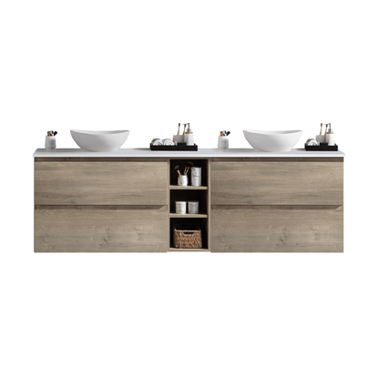 MELA - CLARK 1800 Sorrento Oak Wall Hung Vanity with 4 Drawers and Shelves - Vanities - from our - MELA - supplier–available at Bathroom City Perth
