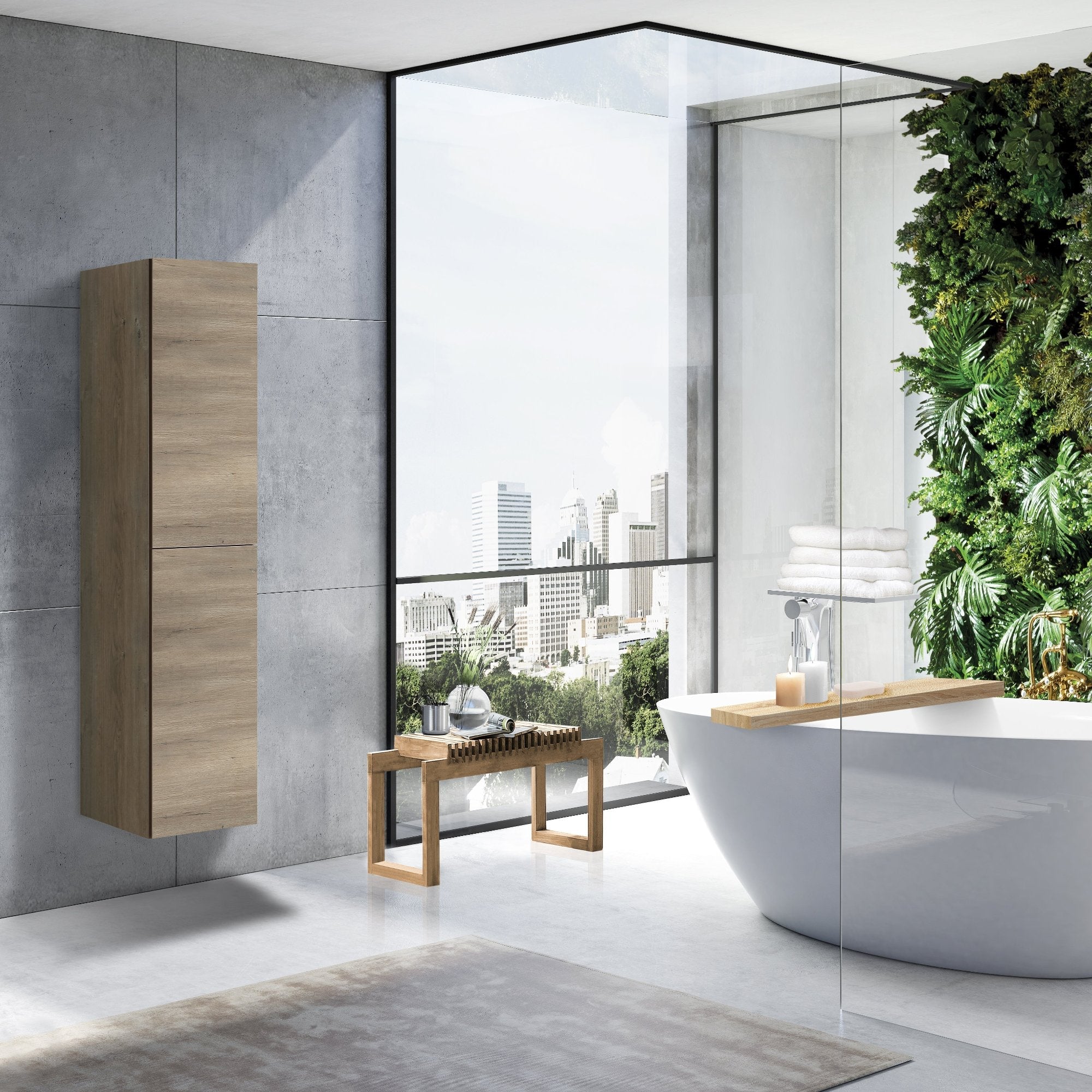 MELA - CLARK 400 Sorrento Oak Wall Hung TallboyVanities – available at Bathroom City Perth