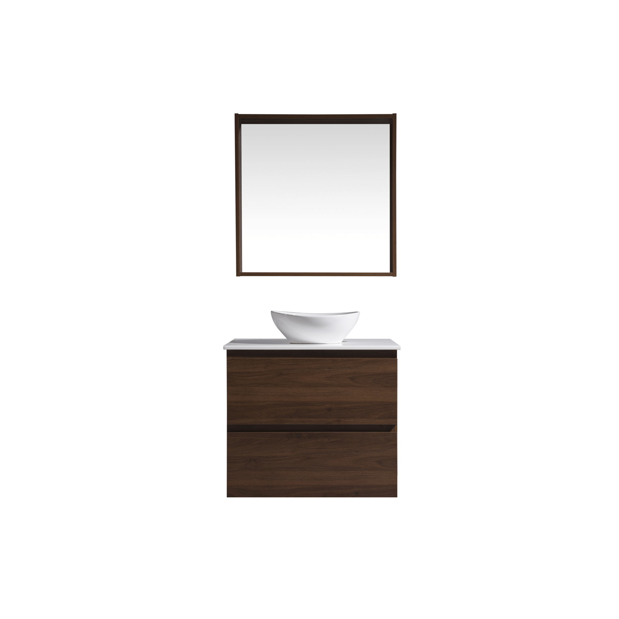 MELA - CLARK 600 Walnut Wall Hung Vanity with 2 Drawers - Vanities - from our - MELA - supplier–available at Bathroom City Perth