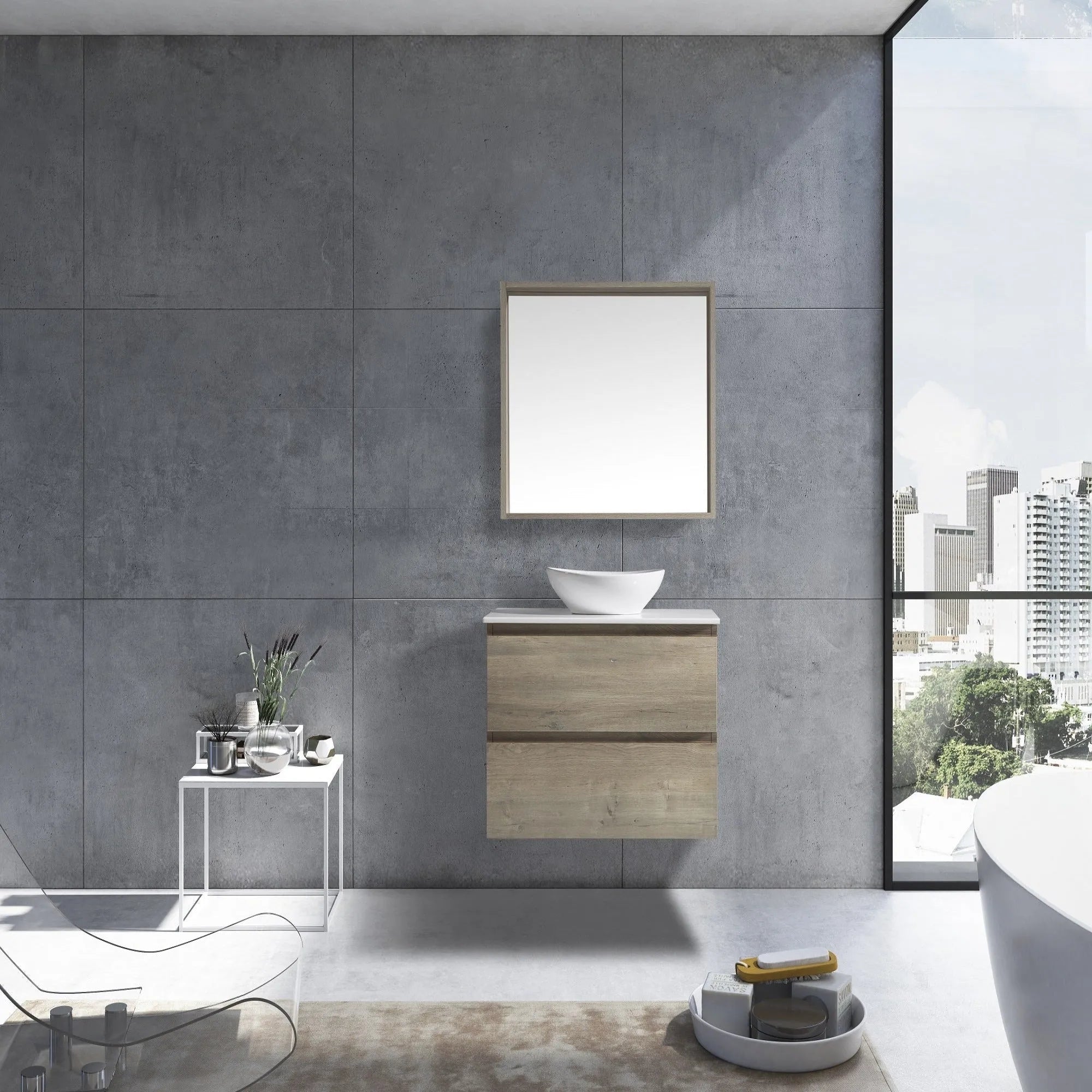 MELA - CLARK 750 Sorrento Oak Wall Hung Vanity with 2 Drawers-Vanities-from our-MELA-supplier–available at Bathroom City Perth