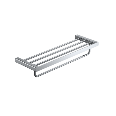 MELA FLOVA chrome bath towel shelf for modern bathrooms – available at Bathroom City Perth
