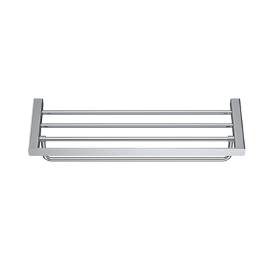 MELA FLOVA chrome bath towel shelf for modern bathrooms – available at Bathroom City Perth