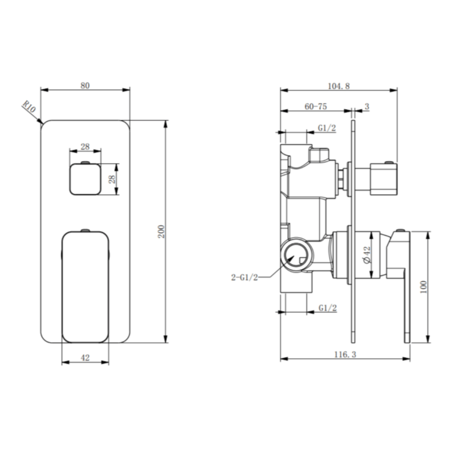 MELA - FLOVA Shower/Bath Wall Mixer with Diverter Brushed NickelTapware – available at Bathroom City Perth