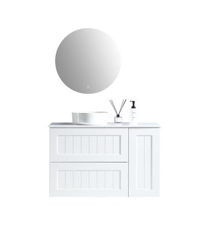 MELA - HAMPTON 1050 Matt White Wall Hung Vanity with Door & Drawers - Vanities - from our - MELA - supplier–available at Bathroom City Perth