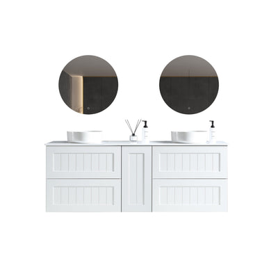 MELA - HAMPTON 1500 Matt White Wall Hung Vanity with 4 Drawers and Door - Vanities - from our - MELA - supplier–available at Bathroom City Perth