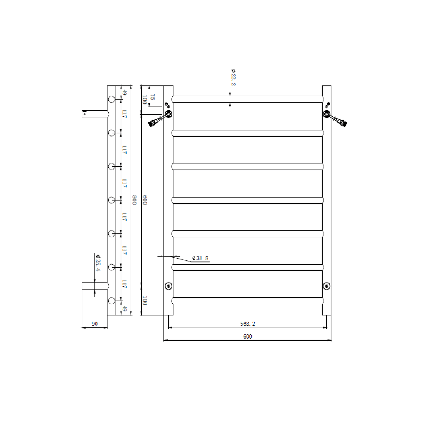 MELA - KOSI Heated Towel Ladder Gun Metal 600x800MMHeated Towel Rails – available at Bathroom City Perth